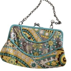 Vera Bradley Lemon Parfait Convertible Kisslock Mini Purse With Silver‎ Chain